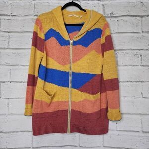 Soft Surroundings Medium Reverie Multicolor Hooded Zip-Front Cardigan Sweater